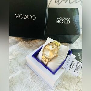 NWT Movado Watch 3600912 Bold Evolution gold Dial Swiss Quartz